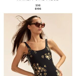 Cynthia Rowley Black and Gold Leopard One-Piece Swimsuit